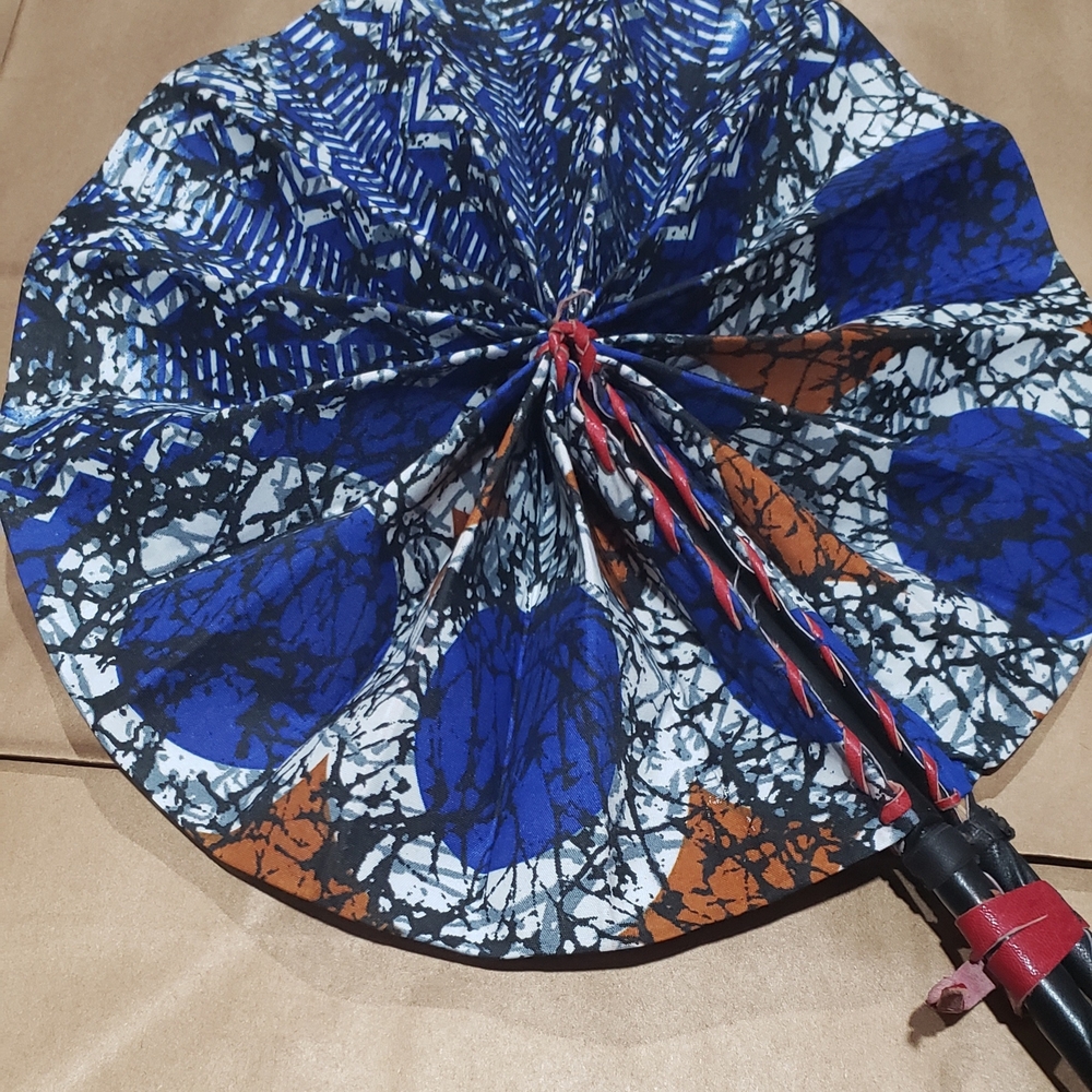 Elegant Blue and Orange Folding Handfan